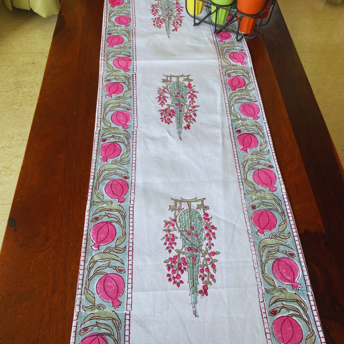 Kachnar Table Runner, 100% cotton, 13" x 72" - Coral Slub -